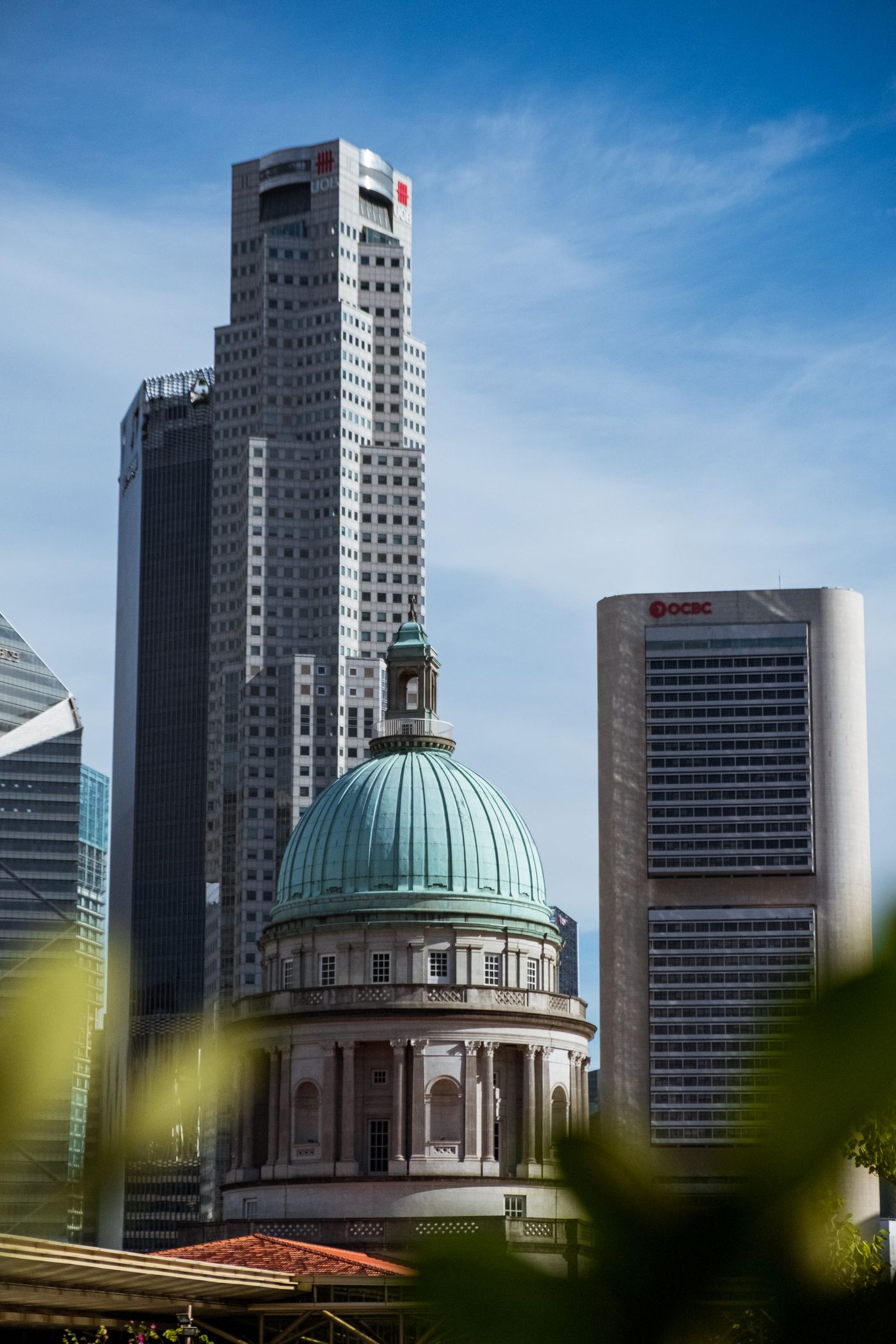 The dome of Singapore's former Supreme Court against the towers of the financial district